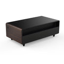 FORNO Evoluto  51" Smart Coffee Table – Dual Fridge Drawers, Bluetooth Audio, Wireless Charging, RGB Light in Black with Wood Accents, FCTFR7006-51WD