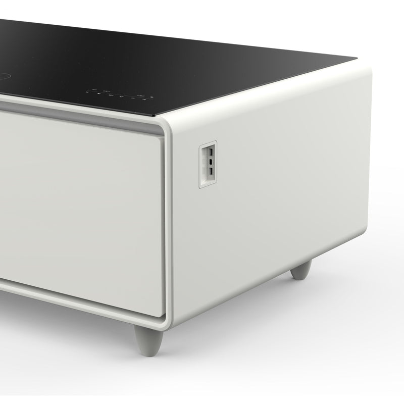 FORNO Evoluto  51" Smart Coffee Table – Dual Fridge Drawers, Bluetooth Audio, Wireless Charging, RGB Light in Black in White, FCTFR7006-51WHT