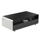 FORNO Evoluto  51" Smart Coffee Table – Dual Fridge Drawers, Bluetooth Audio, Wireless Charging, RGB Light in Black in White, FCTFR7006-51WHT