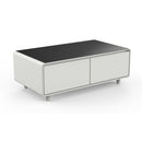 FORNO Evoluto  51" Smart Coffee Table – Dual Fridge Drawers, Bluetooth Audio, Wireless Charging, RGB Light in Black in White, FCTFR7006-51WHT