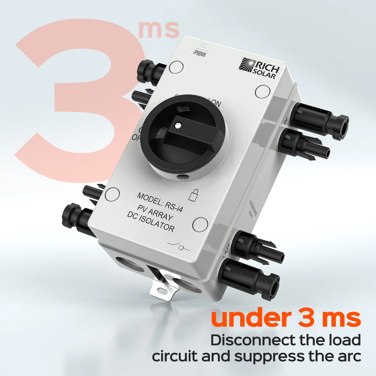 Solar PV DC Quick Disconnect Switch | Solar Array DC Quick Disconnect Switch | 1500 Volt 55 Amp | 4 Pole 2 Strings | Easy to Install