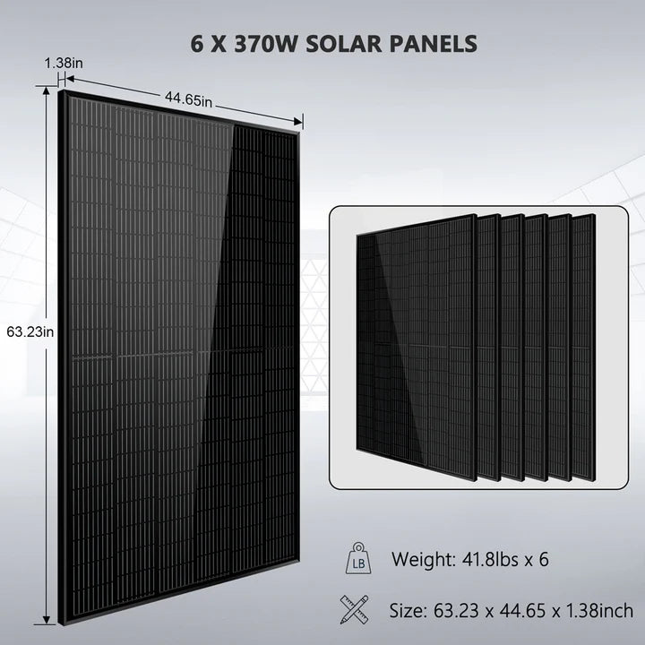 SUNGOLD POWER Off-Grid Solar Kit 6500W 48VDC 120/240VAC 5.12KWH PowerWall Lithium Battery 6 X 370 Watts Solar Panels SGM-655M