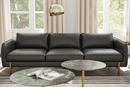 Valencia Gabriele Leather Three Seats Sofa with Brass Finished Legs, Black Color