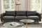 Valencia Gabriele Leather Three Seats Sofa with Brass Finished Legs, Black Color
