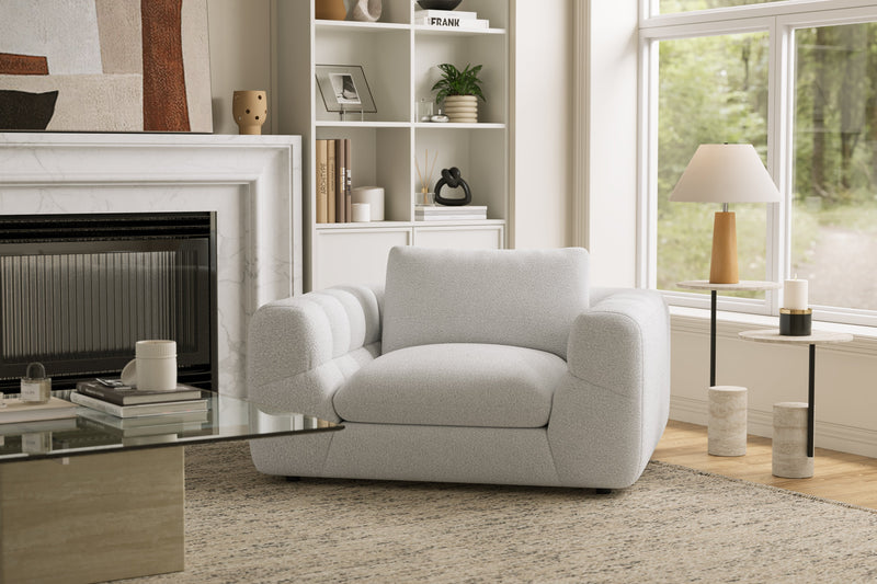 Valencia Taylor Boucle Fabric Accent Chair, Pearl