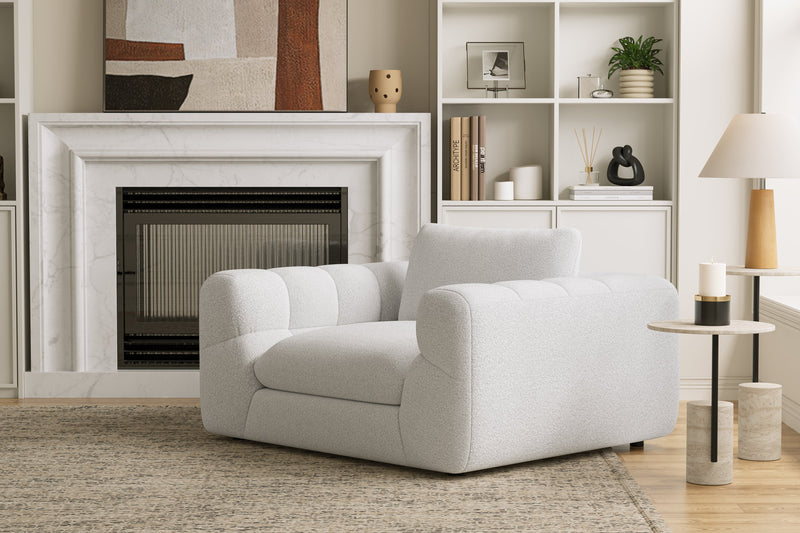 Valencia Taylor Boucle Fabric Accent Chair, Pearl