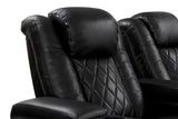 Valencia 2025 New Tuscany Leather Home Theater Seating Row of 3 Loveseat Left, Midnight Black