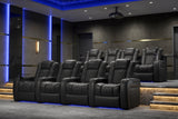 Valencia 2025 New Tuscany Leather Home Theater Seating Row of 3 Loveseat Left, Midnight Black