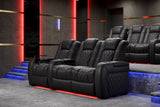 Valencia 2025 New Tuscany Leather Home Theater Seating Row of 3 Loveseat Left, Midnight Black