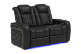 Valencia 2025 New Tuscany Italian Leather Home Theater Seating Row of 2 Loveseat, Midnight Black