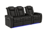 Valencia 2025 New Tuscany Leather Home Theater Seating Row of 3 Loveseat Left, Midnight Black