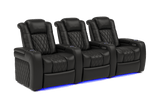 Valencia 2025 New Tuscany Italian Leather Home Theater Seating Row of 3, Midnight Black