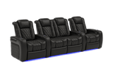 Valencia 2025 New Tuscany Italian Leather Home Theater Seating Row of 4 Loveseat Center, Midnight Black