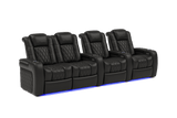 Valencia 2025 New Tuscany Leather Home Theater Seating Row of 4 Loveseat Left, Midnight Black