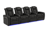 Valencia 2025 New Tuscany Italian Leather Home Theater Seating Row of 4, Midnight Black