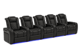 Valencia 2025 New Tuscany Italian Leather Home Theater Seating Row of 5, Midnight Black