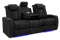 Valencia Tuscany Luxury Console Leather Home Theater Seating Row of 3 Dropdown Center, Onyx