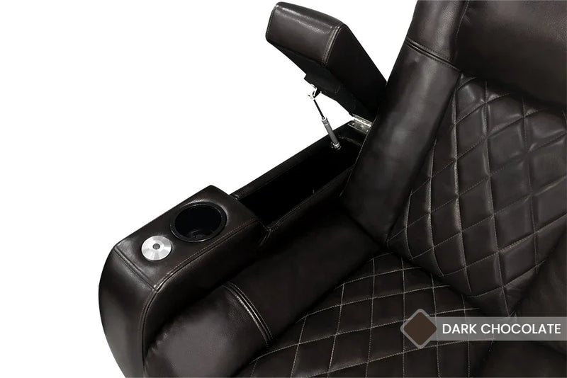 Valencia 2025 New Tuscany Leather Home Theater Seating Row of 6, Dark Chocolate