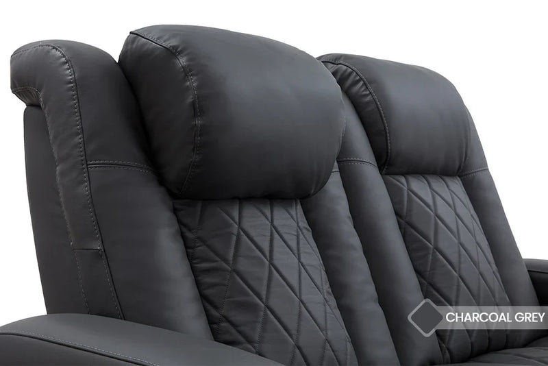 Valencia Tuscany Leather Home Theater Seating Row of 4, Charcoal Grey