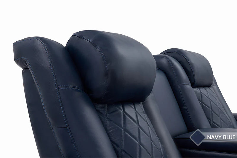 Valencia Tuscany Leather Home Theater Seating Single, Navy Blue