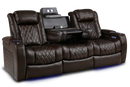 Valencia Tuscany XL Console Leather Home Theater Seating Heavy Duty Row of 3 Dropdown Center, Dark Chocolate