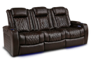 Valencia Tuscany XL Console Leather Home Theater Seating Row of 3 Dropdown Center, Dark Chocolate