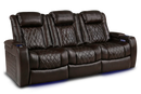 Valencia Tuscany XL Console Leather Home Theater Seating Heavy Duty Row of 3 Dropdown Center, Dark Chocolate