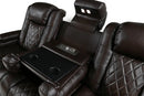 Valencia Tuscany XL Console Leather Home Theater Seating Row of 3 Dropdown Center, Dark Chocolate