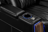 Valencia 2025 New Tuscany Executive Heat & Massage Leather Home Theater Seating Row of 3 Loveseat Right, Midnight Black