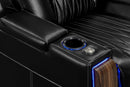 Valencia 2025 New Tuscany Executive Heat & Massage Leather Home Theater Seating Row of 2 Loveseat, Midnight Black