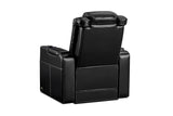 Valencia 2025 New Tuscany Executive Heat & Massage Leather Home Theater Seating Row of 4, Midnight Black