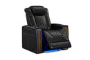 Valencia 2025 New Tuscany Executive Heat & Massage Leather Home Theater Seating Row of 2 Loveseat, Midnight Black