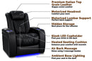 Valencia 2025 New Tuscany Heat & Massage Leather Home Theater Seating Row of 2, Midnight Black