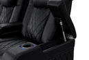 Valencia 2025 New Tuscany Heat & Massage Leather Home Theater Seating Row of 2 Loveseat, Midnight Black