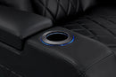 Valencia 2025 New Tuscany Heat & Massage Leather Home Theater Seating Row of 3 Loveseat Left, Midnight Black