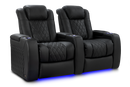 Valencia 2025 New Tuscany Luxury Leather Home Theater Seating Row of 2, Onyx