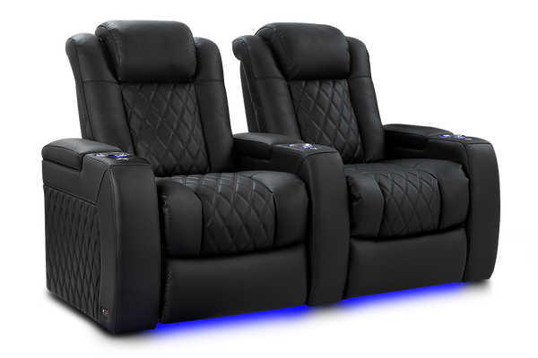 Valencia 2025 New Tuscany Luxury Leather Home Theater Seating Row of 2, Onyx
