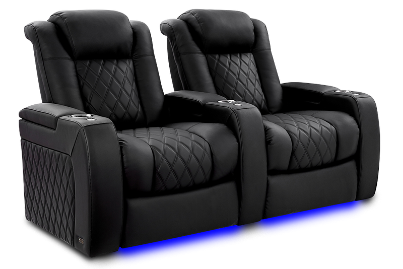 Valencia 2025 New Tuscany XL Luxury Leather Home Theater Seating Row of 2, Onyx