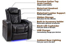 Valencia Tuscany Slim Leather Home Theater Seating Single, Midnight Black