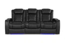 Valencia Tuscany XL Console Leather Home Theater Seating Heavy Duty Row of 3 Dropdown Center, Midnight Black