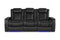 Valencia Tuscany XL Console Leather Home Theater Seating Heavy Duty Row of 3 Dropdown Center, Midnight Black