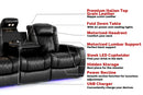 Valencia Tuscany XL Console Leather Home Theater Seating Heavy Duty Row of 3 Dropdown Center, Midnight Black
