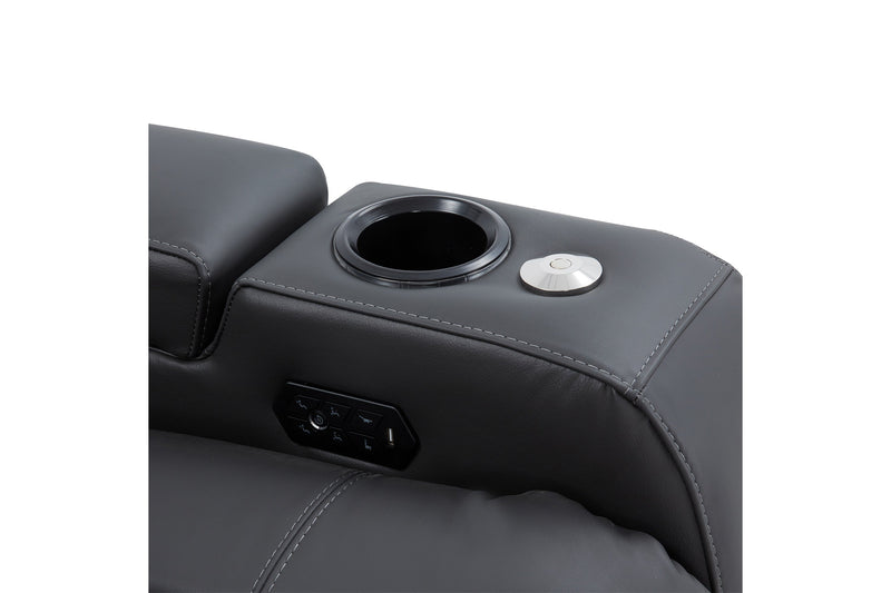 Valencia Tuscany Leather Home Theater Seating Single, Charcoal Grey
