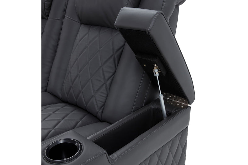 Valencia Tuscany Leather Home Theater Seating Single, Charcoal Grey