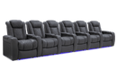 Valencia Tuscany Leather Home Theater Seating Row of 6, Charcoal Grey