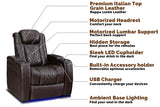 Valencia Tuscany Leather Home Theater Seating Single, Dark Chocolate