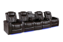 Valencia 2025 New Tuscany Console Leather Home Theater Seating Row of 5 Dropdown Center, Dark Chocolate
