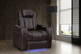 Valencia Tuscany Leather Home Theater Seating Single, Dark Chocolate