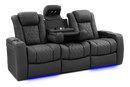 Valencia Tuscany Luxury Console Leather Home Theater Seating Row of 3 Dropdown Center, Graphite