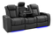 Valencia Tuscany Luxury Console Leather Home Theater Seating Row of 3 Dropdown Center, Graphite